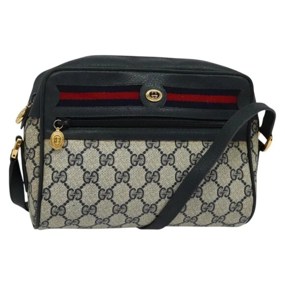 GUCCI GG Supreme Sherry Line Shoulder Bag PVC Navy Gold 119 02 087 Auth 137826 - Picture 2 of 16